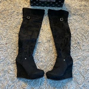 Black Wedge Boots